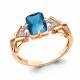 Кольцо из золочёного серебра AQUAMARINE А6914093А-п с фианитом и Лондон топазом
