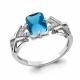 Серебряное кольцо AQUAMARINE А6914093А с фианитом и Лондон топазом