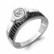 Серебряное кольцо AQUAMARINE А69153АЧ с фианитом и ювелирным кристаллом