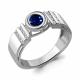 Серебряное кольцо AQUAMARINE А69161АБ с фианитом и гидротермальным сапфиром