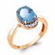 Кольцо из золочёного серебра AQUAMARINE А6917088А-пк с фианитом и турмалином