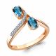 Кольцо из золочёного серебра AQUAMARINE А6917808А-пк с фианитом и Лондон топазом
