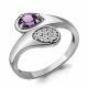 Серебряное кольцо AQUAMARINE А6918004А с фианитом и аметистом
