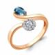 Кольцо из золочёного серебра AQUAMARINE А6918108А-п с фианитом и Лондон топазом
