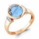 Кольцо из золочёного серебра AQUAMARINE А6921088А-пк с фианитом и турмалином
