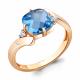 Кольцо из золочёного серебра AQUAMARINE А6922192А-п с топазом и фианитом