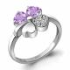 Серебряное кольцо AQUAMARINE А6922604А с фианитом и аметистом