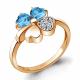 Кольцо из золочёного серебра AQUAMARINE А6922605А-п с топазом и фианитом