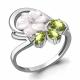Серебряное кольцо AQUAMARINE А6926907А с фианитом, хризолитом и перламутром