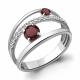 Серебряное кольцо AQUAMARINE А6928803А с фианитом и гранатом