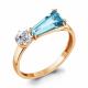 Кольцо из золочёного серебра AQUAMARINE А6930388А-п с фианитом и турмалином
