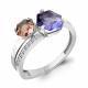 Серебряное кольцо AQUAMARINE А69310607А с фианитом, миксом камней, танзанитом и морганитом
