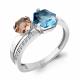 Серебряное кольцо AQUAMARINE А69310608А с топазом, фианитом и морганитом