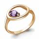 Кольцо из золочёного серебра AQUAMARINE А6933704-п с аметистом