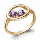 Кольцо из золочёного серебра AQUAMARINE А6933804-п с аметистом