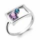 Серебряное кольцо AQUAMARINE А6933932 с аметистом, миксом камней и Лондон топазом