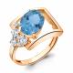 Кольцо из золочёного серебра AQUAMARINE А6935588А-п с фианитом и турмалином