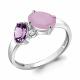 Серебряное кольцо AQUAMARINE А69389611А с фианитом, аметистом и опалом