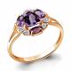 Кольцо из золочёного серебра AQUAMARINE А6941204А-п с фианитом и аметистом