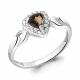 Серебряное кольцо AQUAMARINE А6942501А с фианитом и кварцем