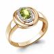 Кольцо из золочёного серебра AQUAMARINE А6955807А-п с фианитом и хризолитом