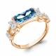 Кольцо из золочёного серебра AQUAMARINE А6956788-п с фианитом и турмалином