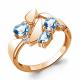 Кольцо из золочёного серебра AQUAMARINE А6957505А-п с топазом и фианитом