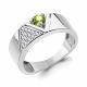 Серебряное кольцо AQUAMARINE А6980107А с фианитом и хризолитом