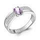 Серебряное кольцо AQUAMARINE А6980504А с фианитом и аметистом