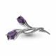 Серебряная брошь AQUAMARINE А7260804А с фианитом и аметистом