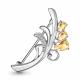 Серебряная брошь AQUAMARINE А7730706А с фианитом и цитрином