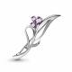 Серебряная брошь AQUAMARINE А7730904А с фианитом и аметистом