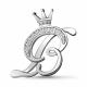 Серебряная брошь-буква В AQUAMARINE с фианитом А77330А