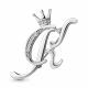 Серебряная брошь-буква К AQUAMARINE с фианитом А77334А