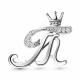 Серебряная  брошь-буква Т AQUAMARINE с фианитом А77339А