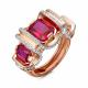 Золотое кольцо BERGER с ситаллом цвета Рубин и фианитом Б111150р