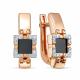 Золотые серьги BERGER Б121048 с фианитом и ониксом