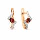 Золотые серьги Karatov Т143029555 с фианитом и гранатом
