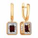 Золотые серьги Karatov с танцующим гранатом и фианитом Т14362Е057