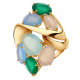 Золотое кольцо Александра кл1966-23ск с агатом, ситаллом и аквамарином
