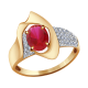 Золотое кольцо Александра кл2276-30ск с фианитом и рубиновым корундом