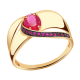 Золотое кольцо Александра кл2314-30ск-р с фианитом и рубиновым корундом