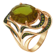 Золотое кольцо Александра с ситаллом цвета Султанит и фианитом кл2630-48ск-са