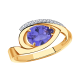 Золотое кольцо Александра с ситаллом цвета Танзанит и фианитом кл3586-73ск
