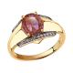 Золотое кольцо Александра с ситаллом цвета Родолит и фианитом кл3601-86ск-ш