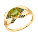 Золотое кольцо Александра с ситаллом цвета Султанит и фианитом кл3681-48ск-са