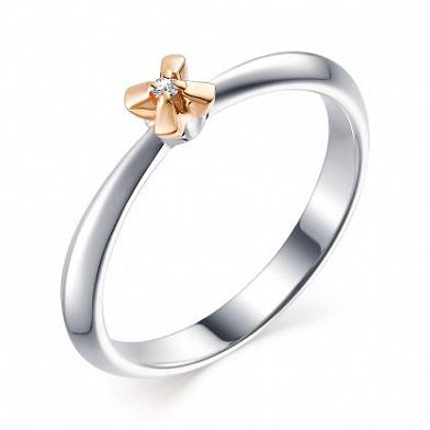 Серебряное кольцо Алькор с золотой накладкой и бриллиантом 01-1650/000Б-00