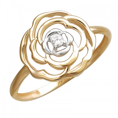 Кольцо с цветком золото