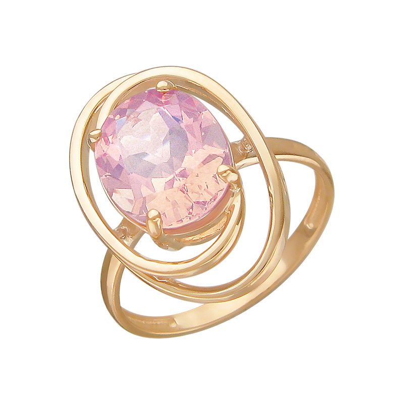 Розовый камень в золотом кольце