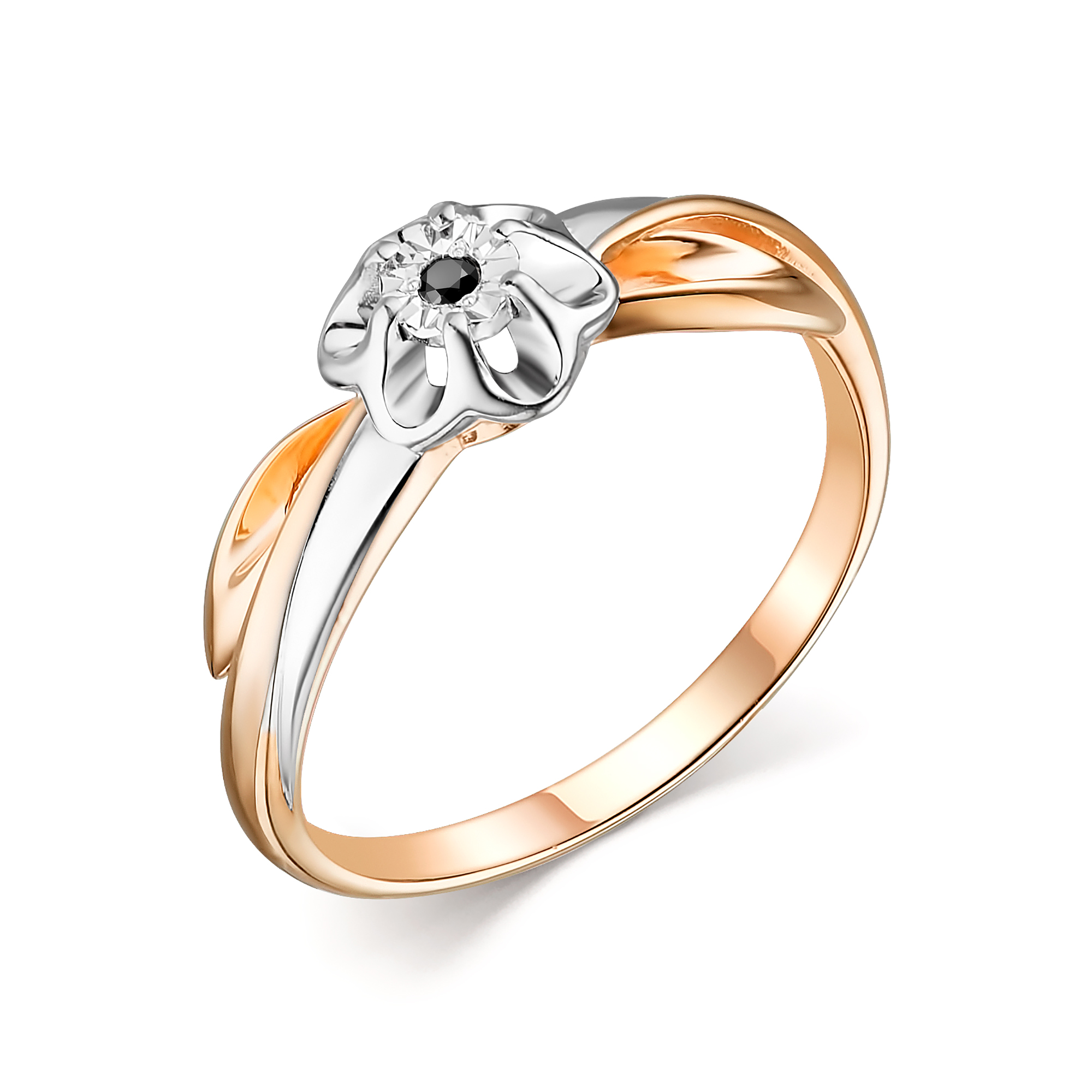 Серебряное кольцо АЛЬКОР с бриллиантом 01-1613/00ЧБ-06